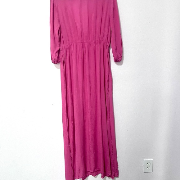 NEW ASOS magenta Maxi kimono beach summer with V-Neck and Bishop Sleeves 8 - Picture 6 of 7